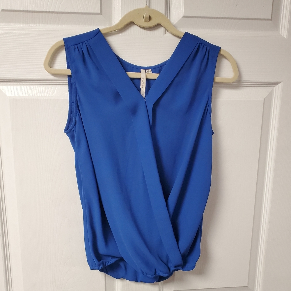 Blue Sleeveless Silk Top